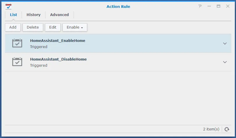 Synology Surveillance Station Action Rules