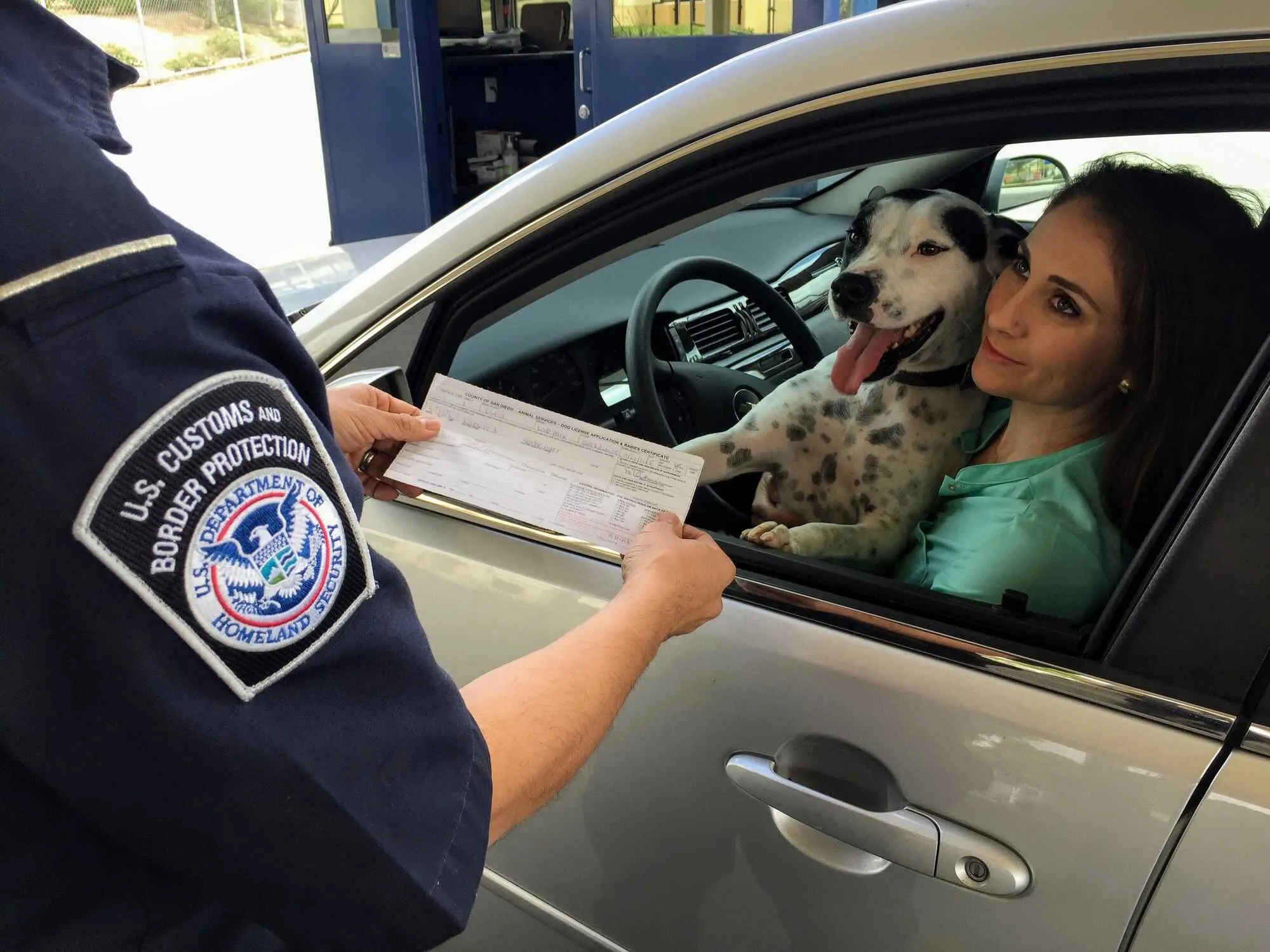 Woman and dog in car checked by US Border Protection