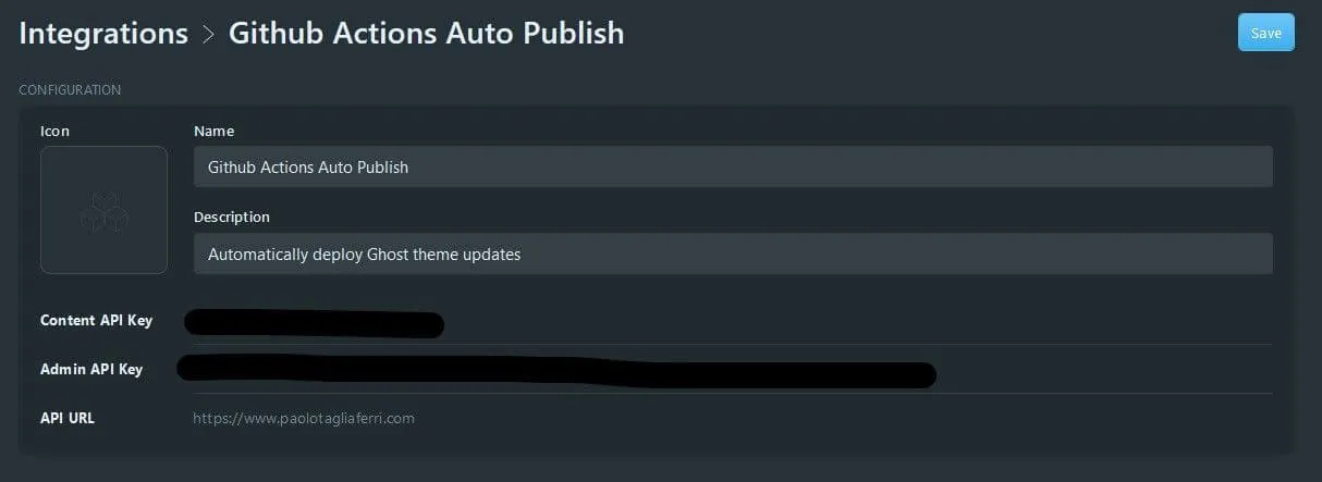 My own setup - API Keys have been hidden for obvious reasons