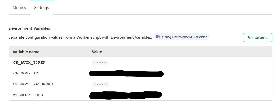 Cloudflare Worker Environment Variables