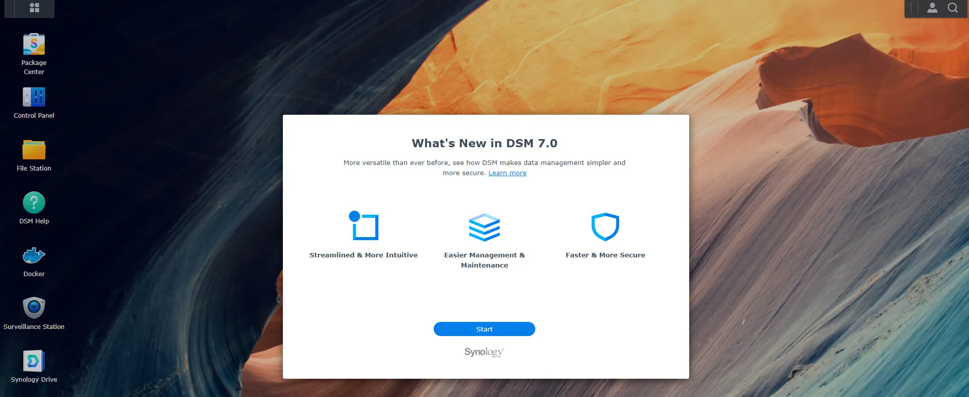 DSM 7.0 new landing screen