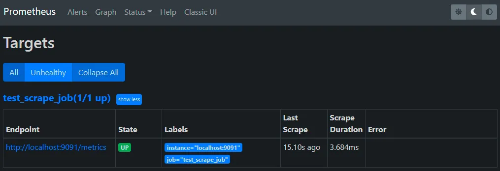 Prometheus Web UI: Targets