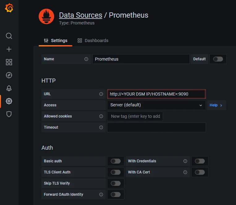 Add Prometheus as Data Source in Grafana