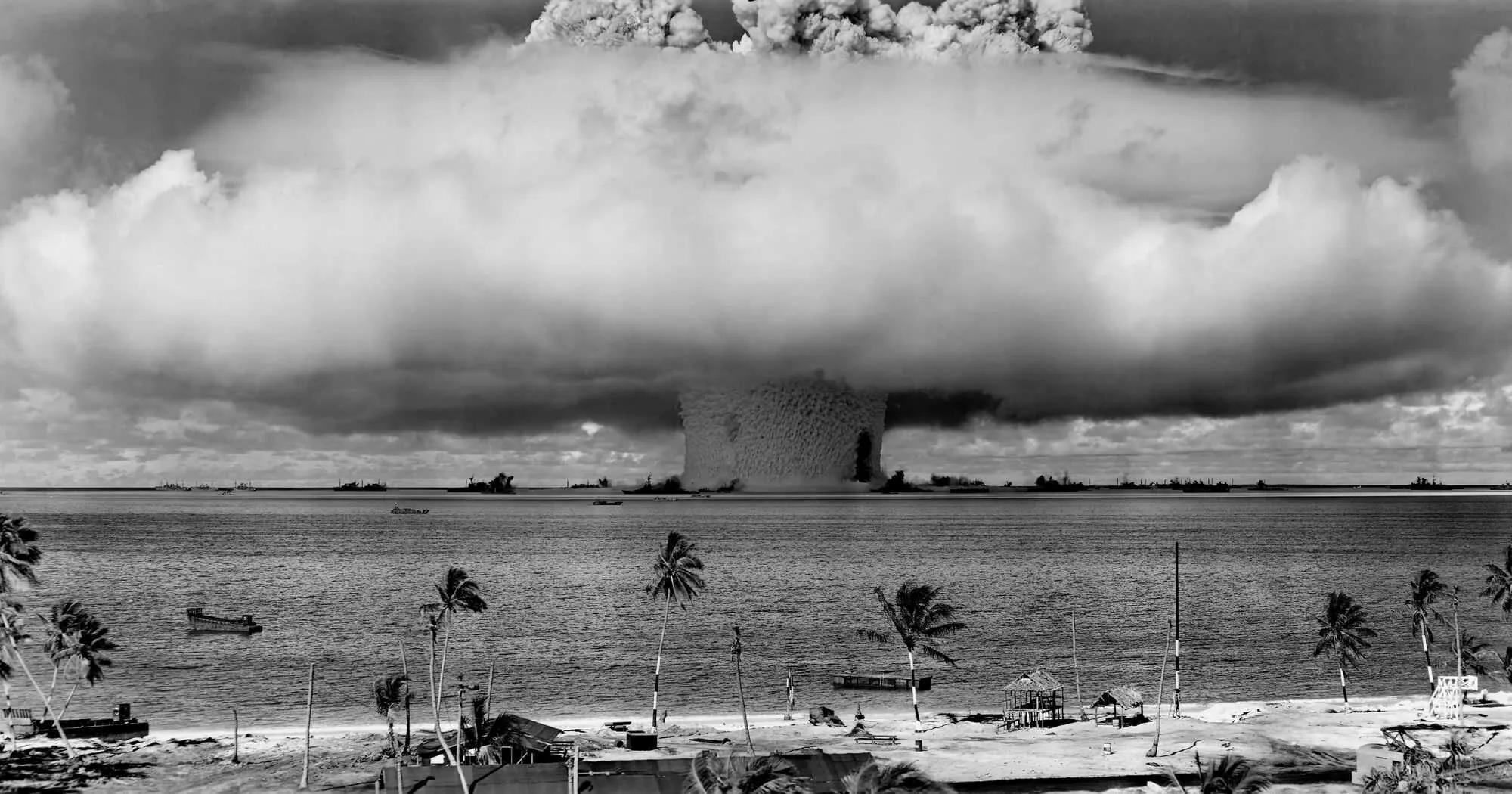 The “Baker” test explosion — 25 July 1946 — Bikini Atoll (Wikimedia Commons)